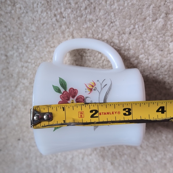 Set of 2 Glasbake Thank you Floral Milk Glass Mugs - Picture 9 of 10